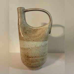Elegant Cream and Brown Ceramic Pitcher stoneware cider  glaze In shades cream